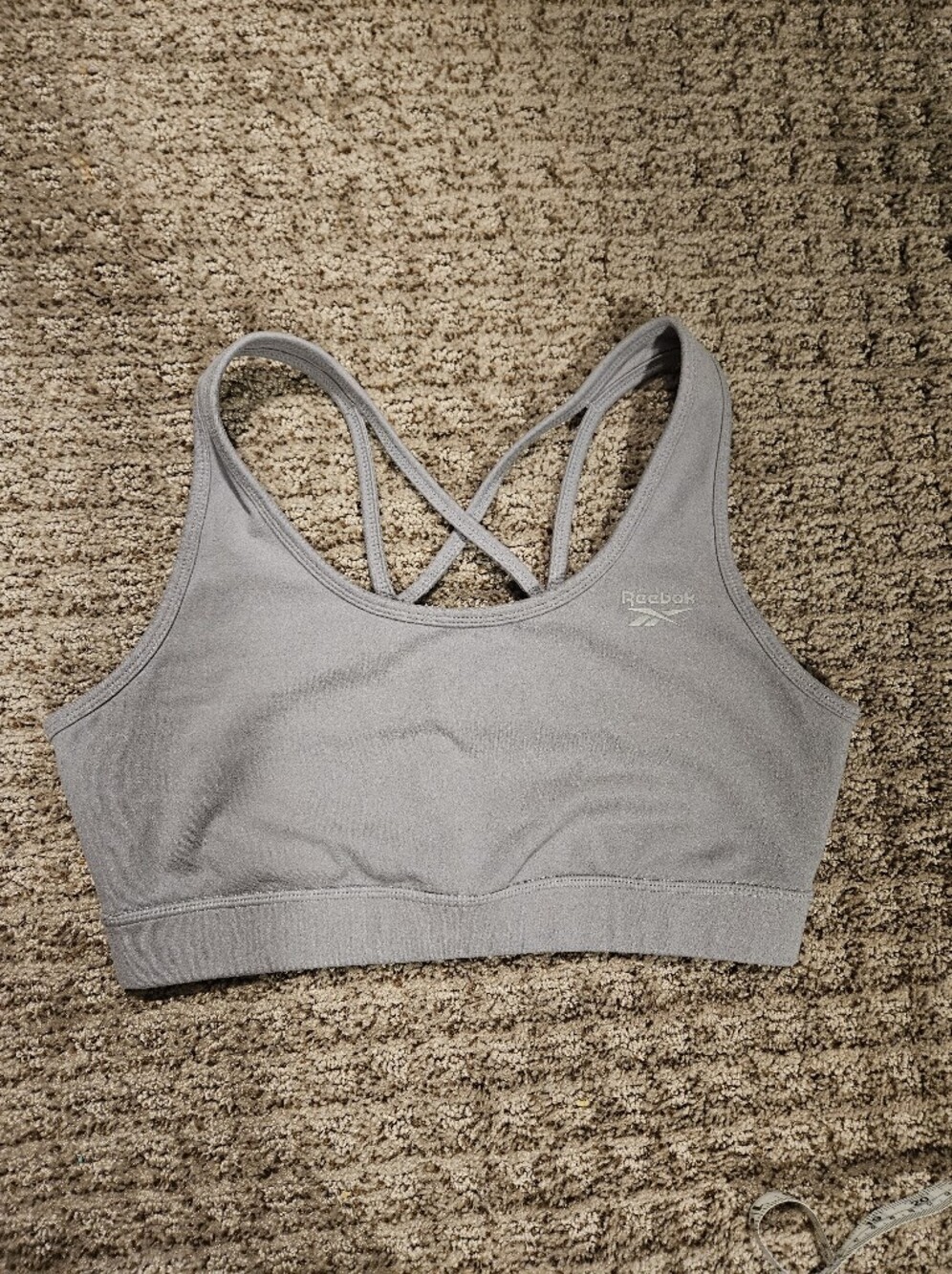 Reebok Light Gray Strappy Crossback Seamless Sports Bra